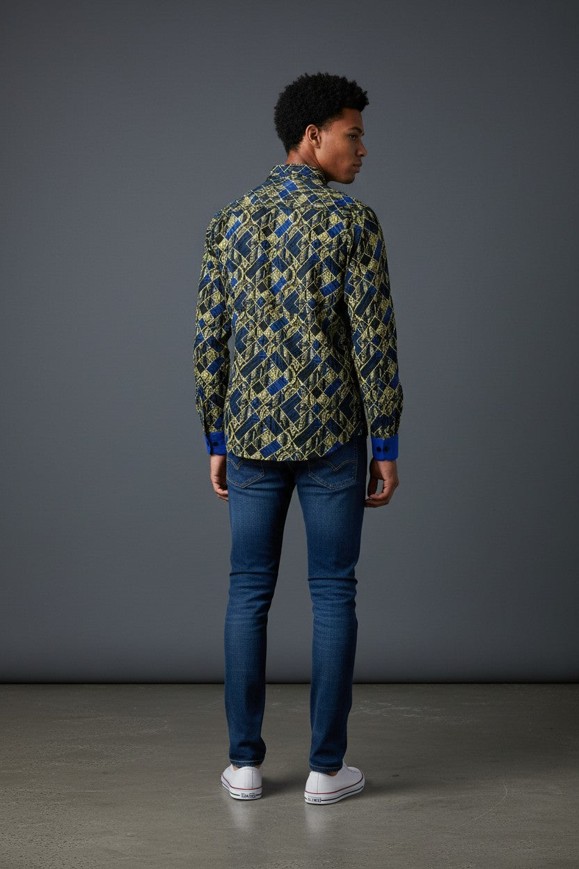 Vercini Sapphire Labyrinth Premium Cotton Shirt