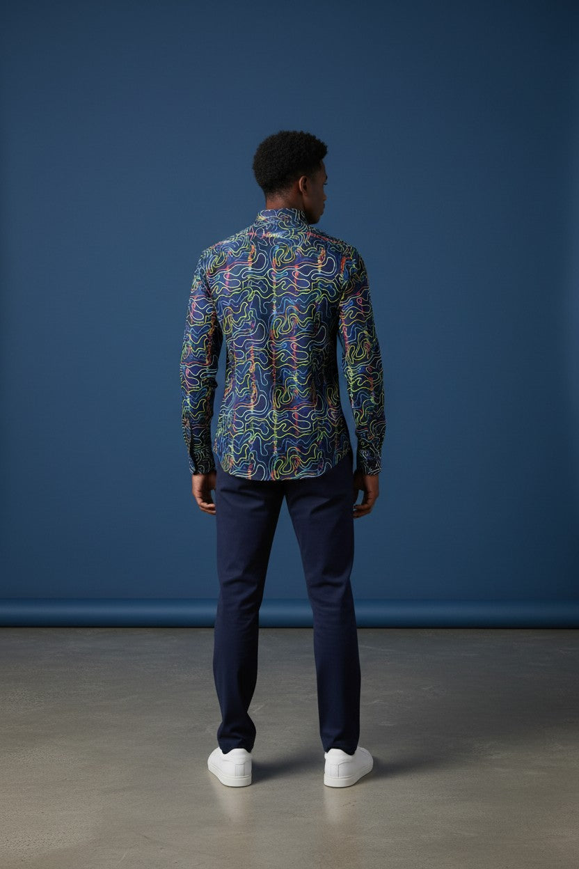 Navy Nebula Men's Casual Shirt