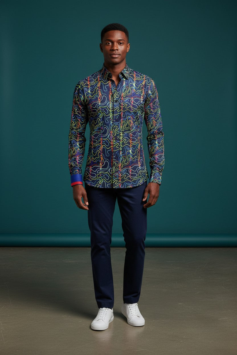 Navy Nebula Men's Casual Shirt