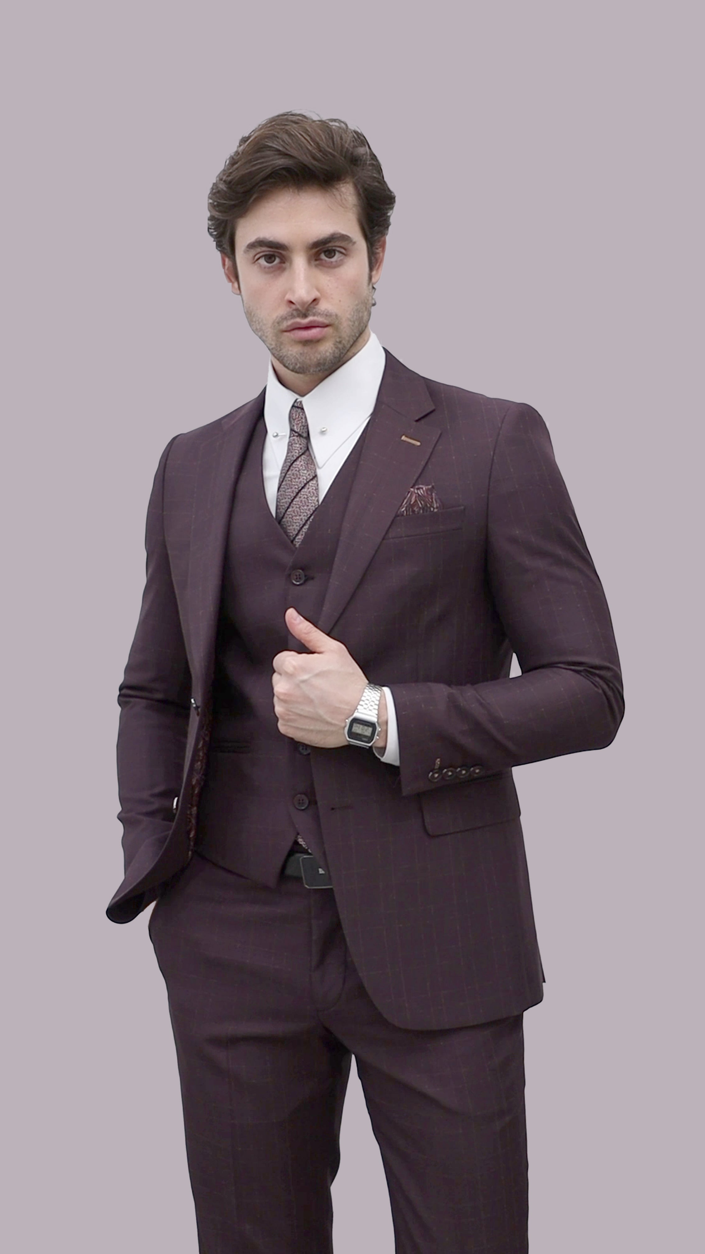 Graphite Gridlock Prestige Suit – Tailored Wool Blend