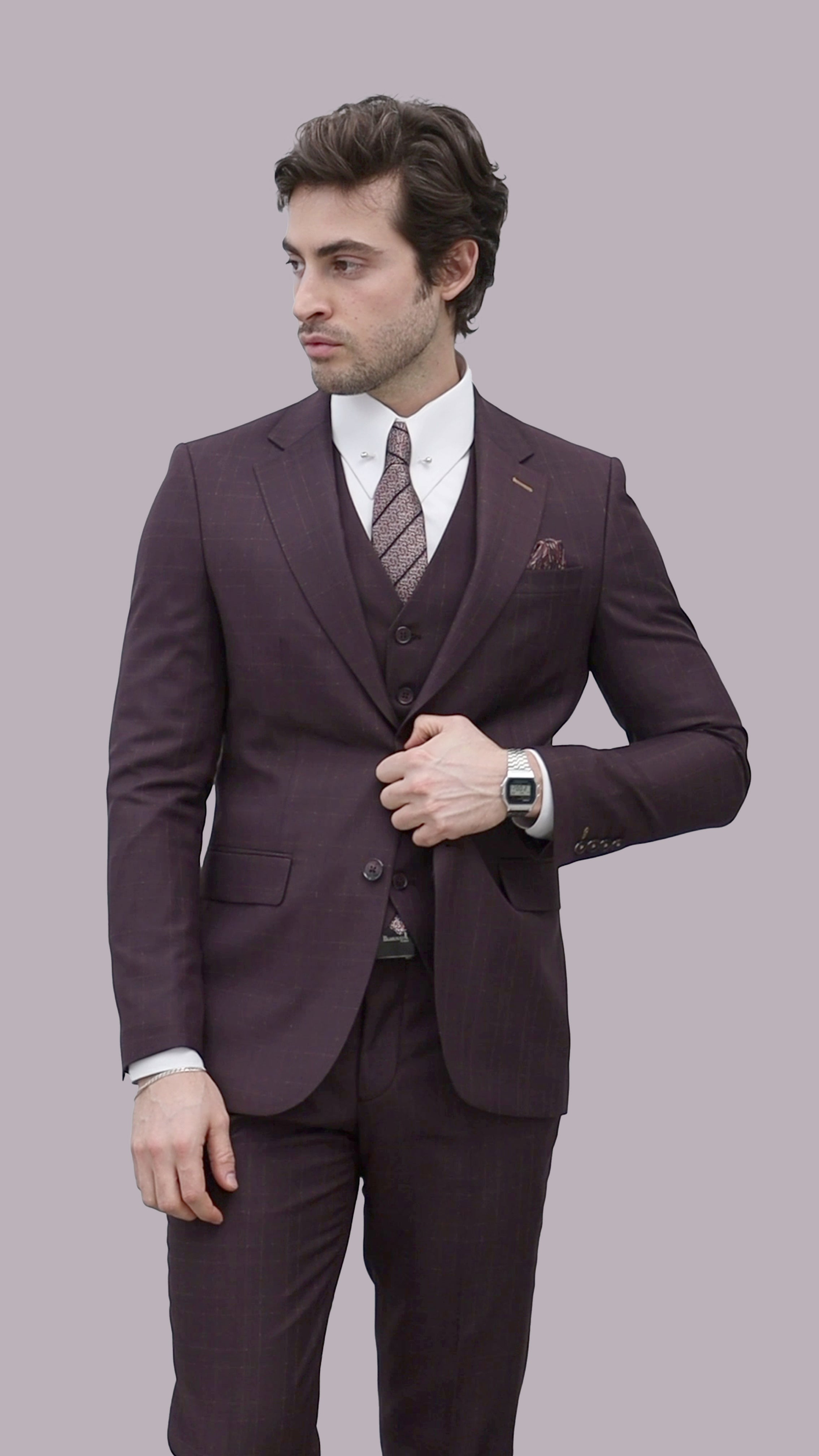 Graphite Gridlock Prestige Suit – Tailored Wool Blend