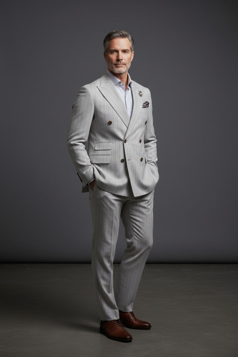 Double-Breasted Pinstripe Suit – Slim Fit