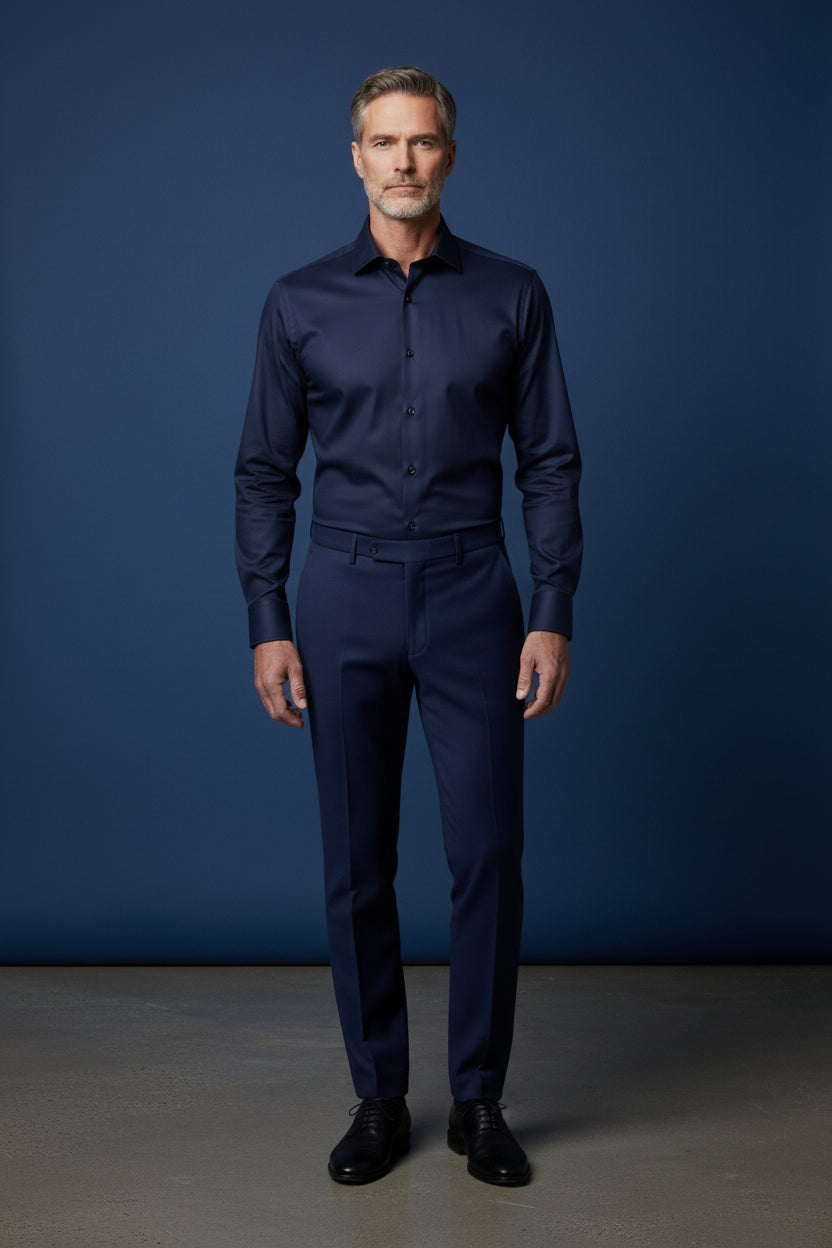 V Slim Fit Dress Shirt with French Cuff Option and Standard Buttons