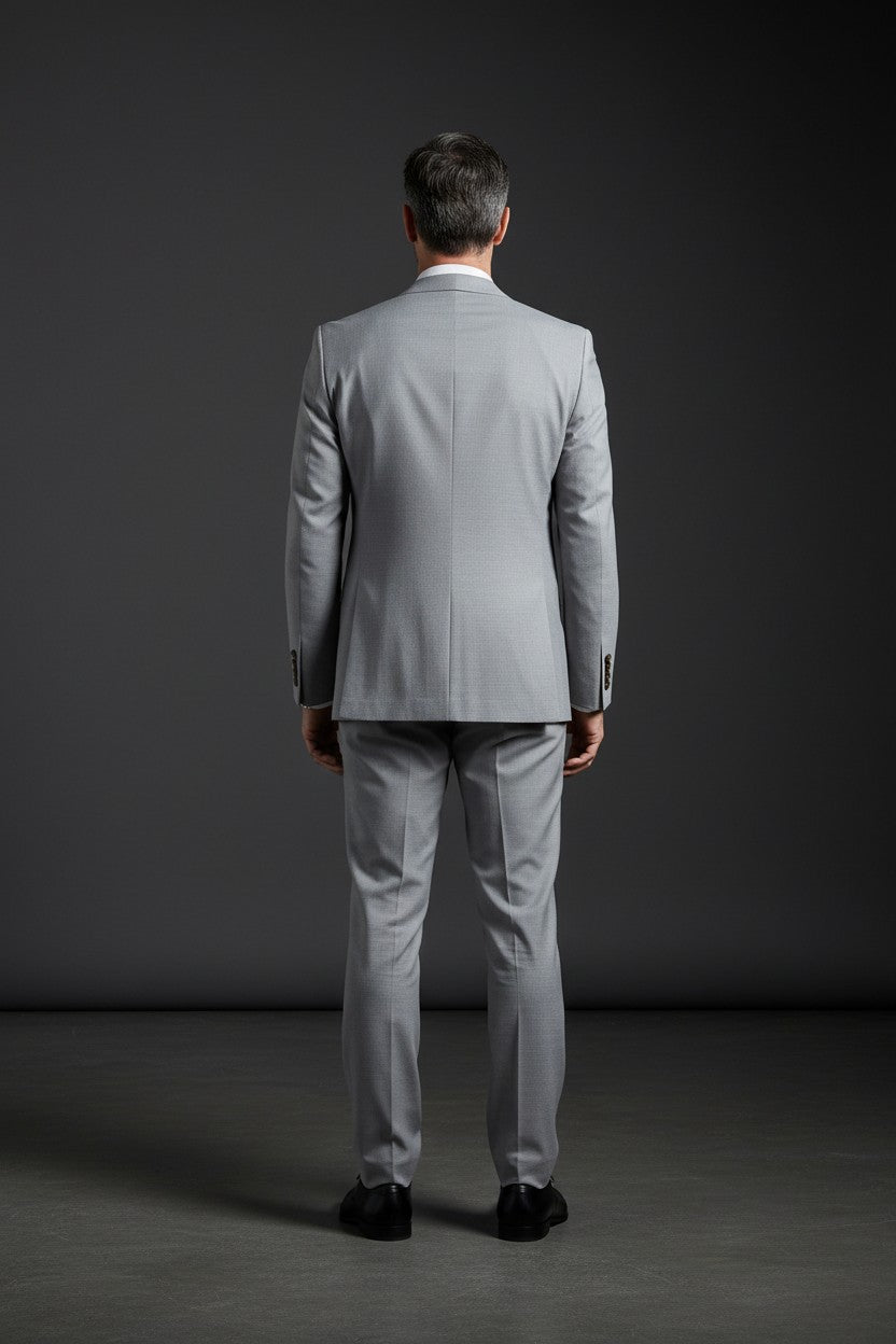 Light gray Vercini men’s suit crefined, modern design