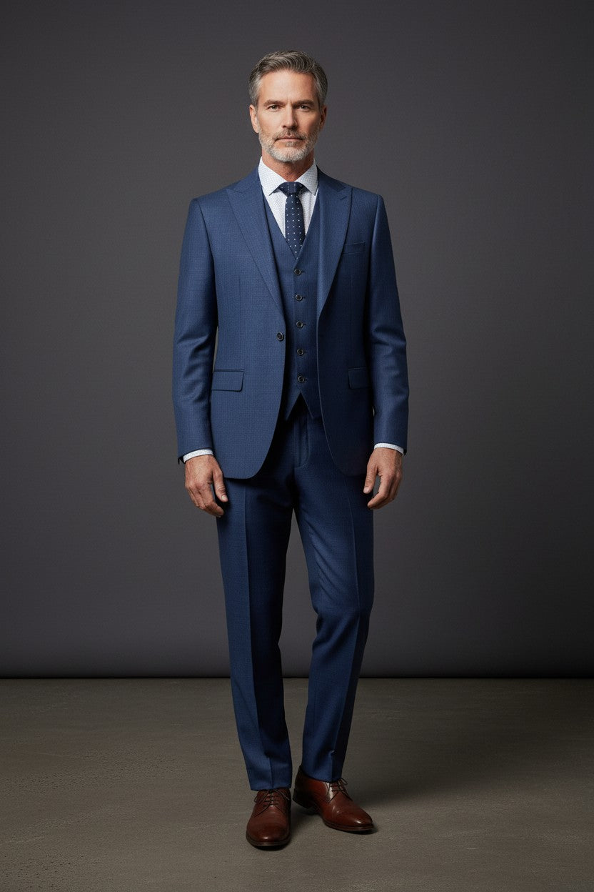 Vercini 3-Piece Classy Men's Business Suit with Reversible Vest