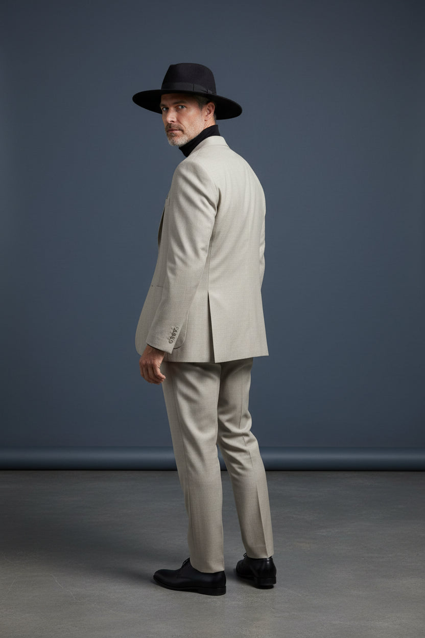 Vercini Classic Elegance Two-Piece Suit in Charcoal and Beige