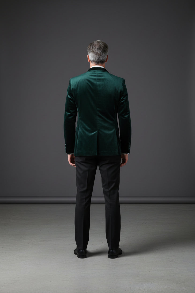 Vercini black velvet sport jacket with a satin trim on the lapel