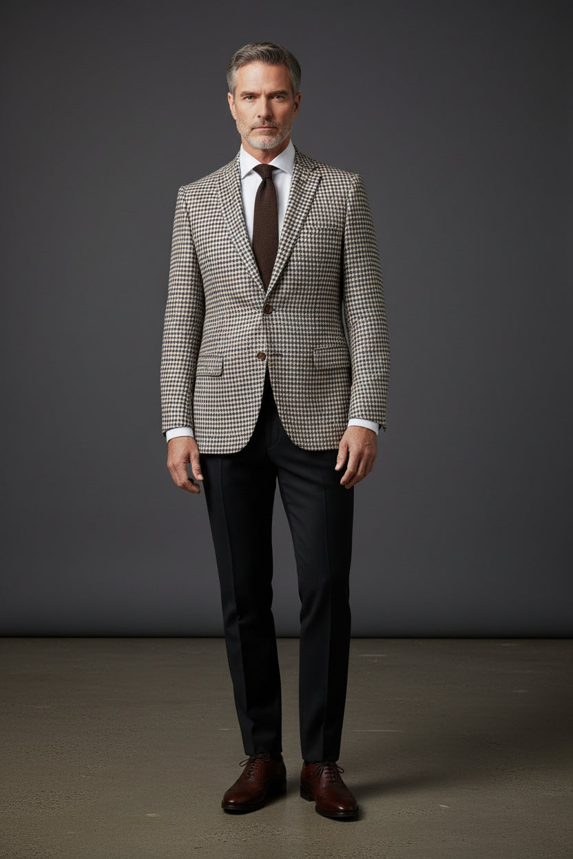 Multi-Color Houndstooth Tweed Sport Coat