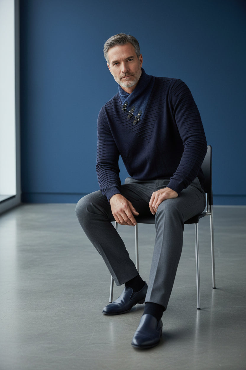 Horizon Striped Toggle Neck Sweater