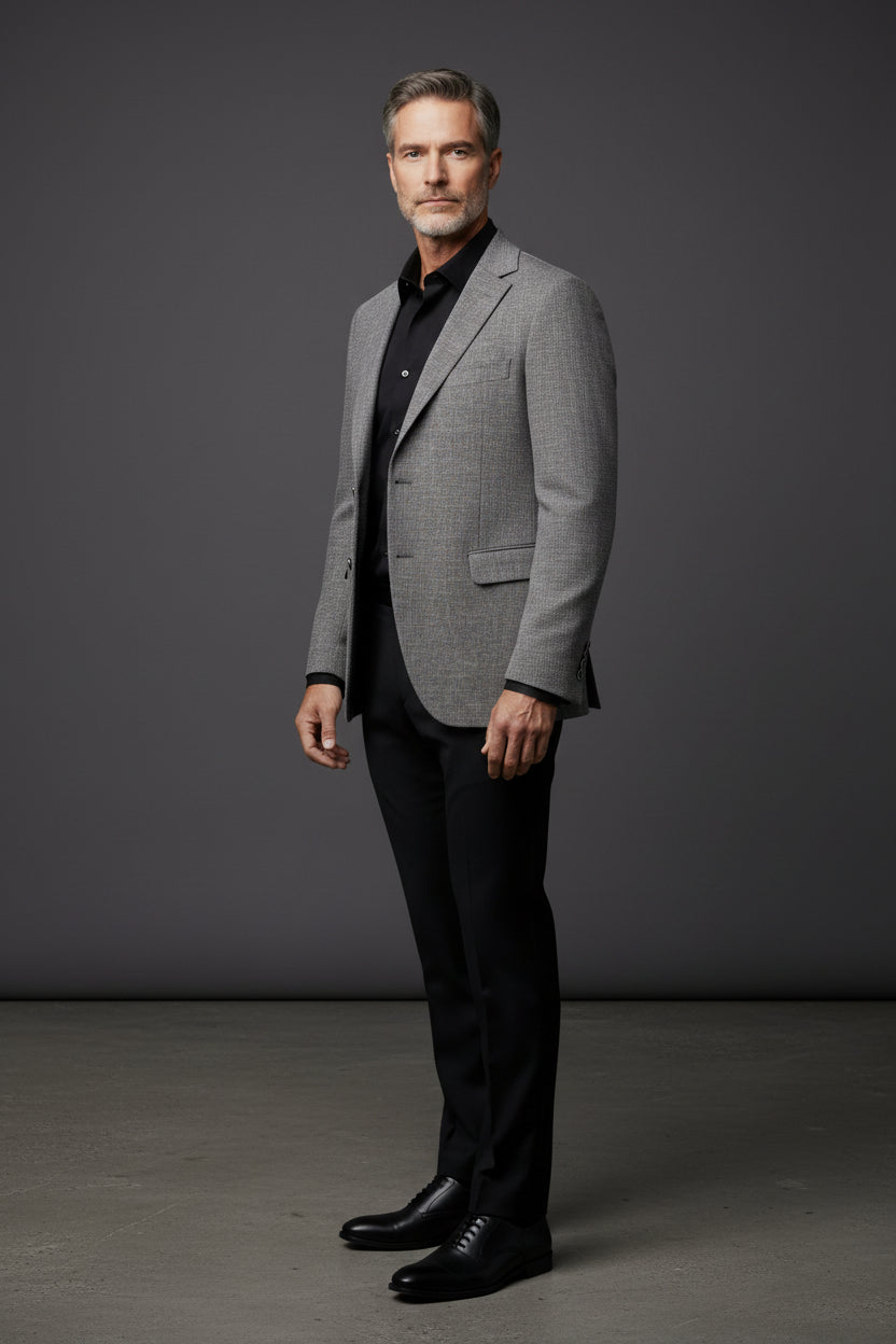 Premium Gray Houndstooth Blazer - Luxury Tailored Sport Coat