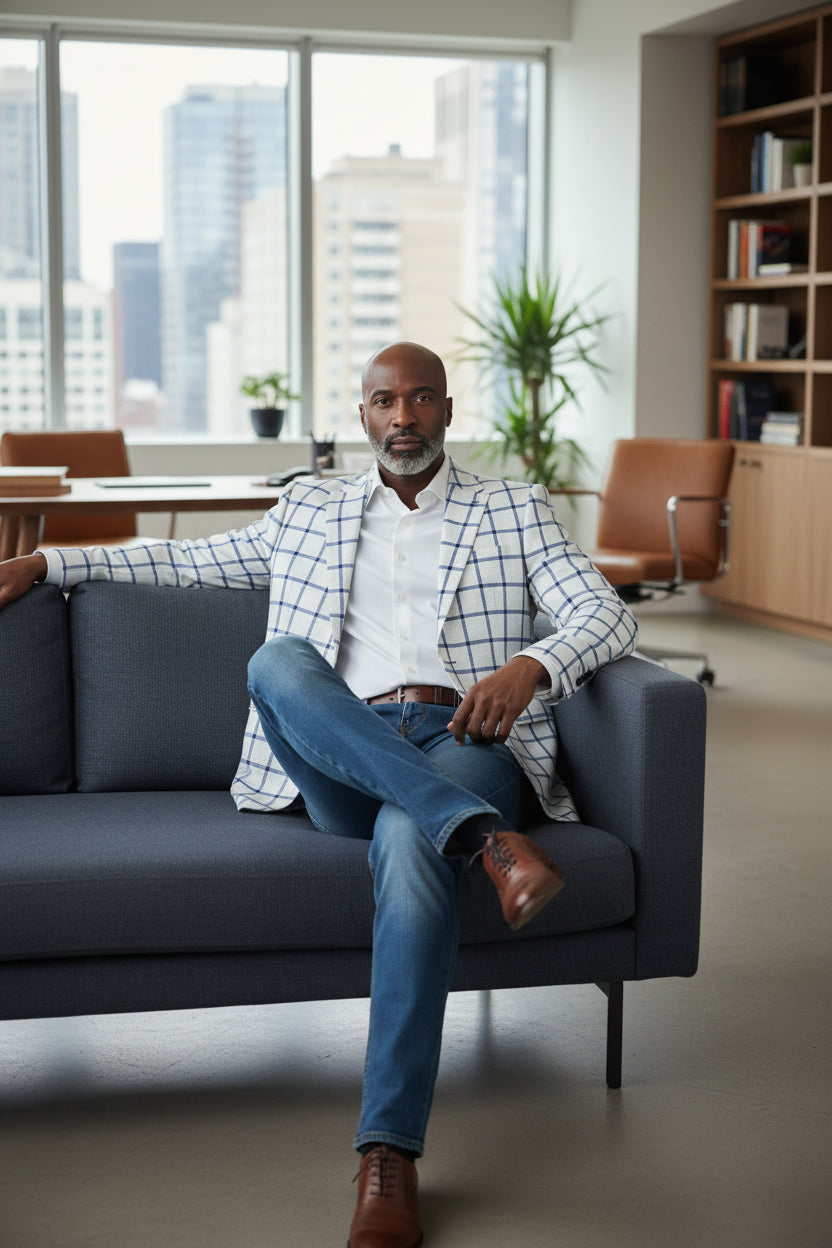 Vercini Regal Grid Men's Blazer