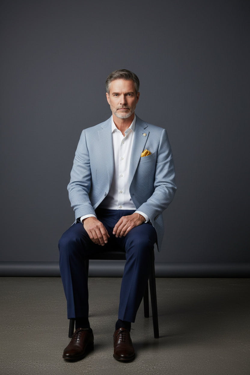 Sapphire Elegance Geometric Blazer