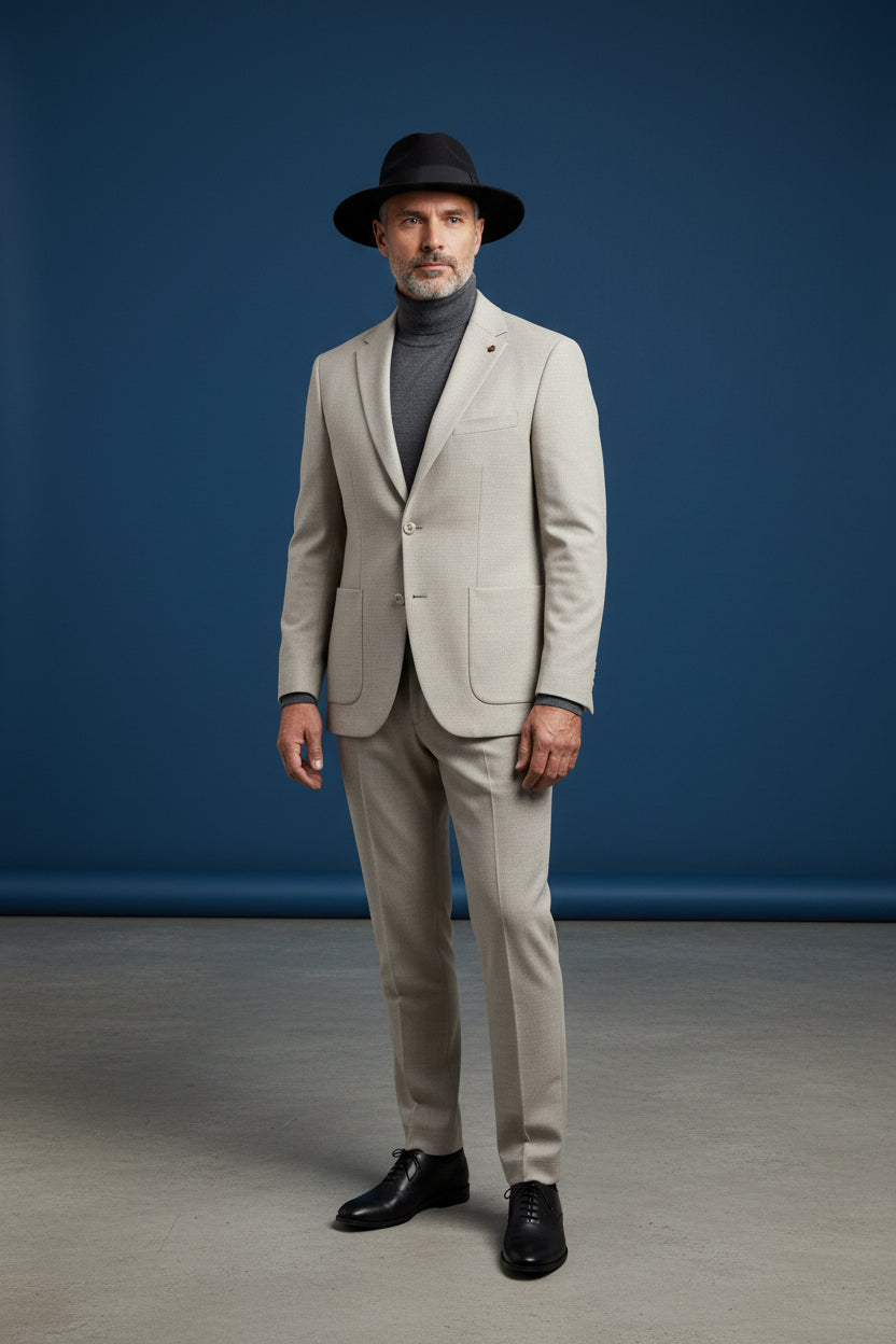 Vercini Classic Elegance Two-Piece Suit in Charcoal and Beige