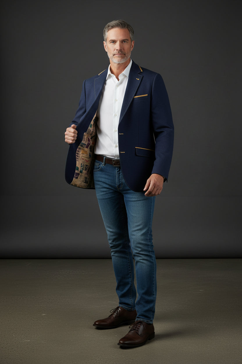 Vercini® Classic Contrast-Trim Blazer