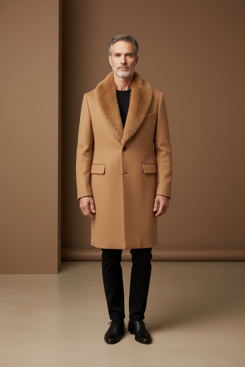 Luxury Fur-Collar Vercini Overcoat