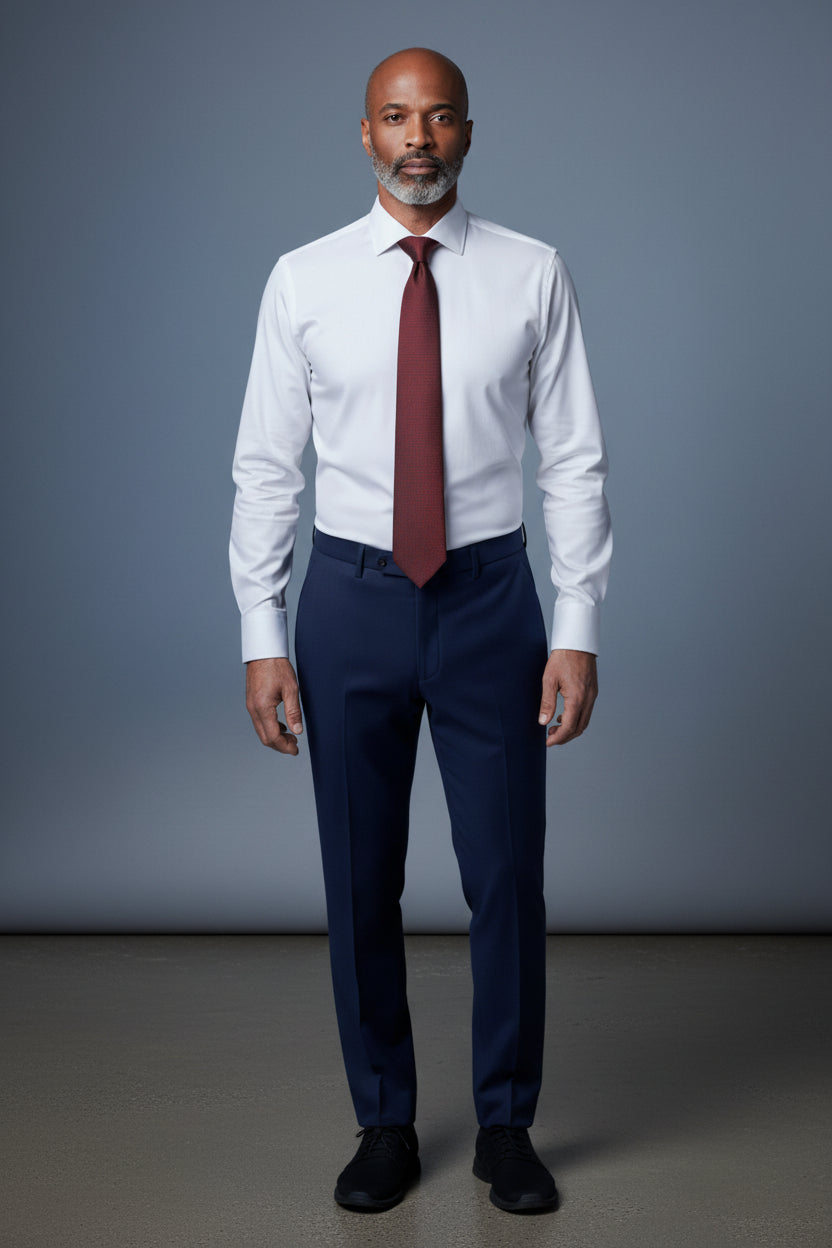 V Slim Fit Dress Shirt with French Cuff Option and Standard Buttons