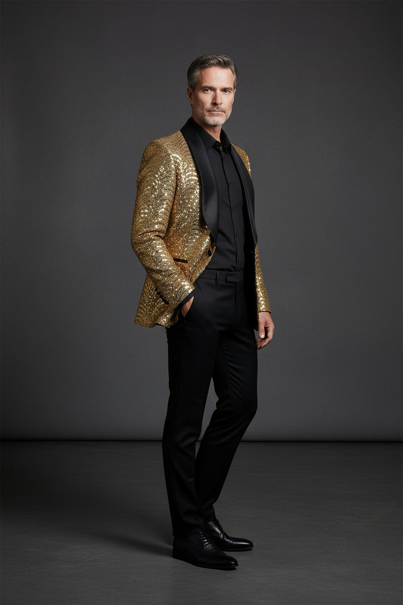 Golden Elegance Sequin Blazer