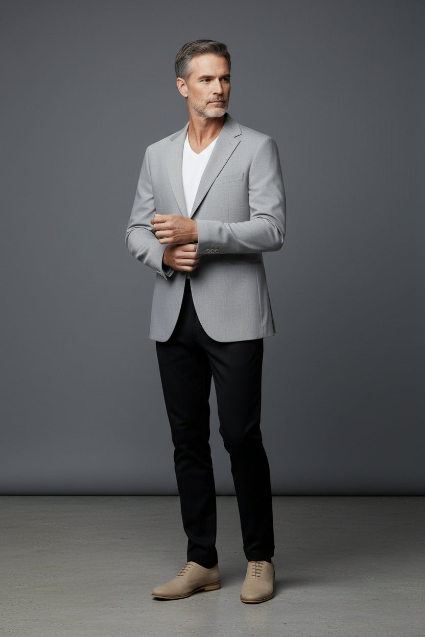 Men's Classic Beige/Grey Blazer by Vercini