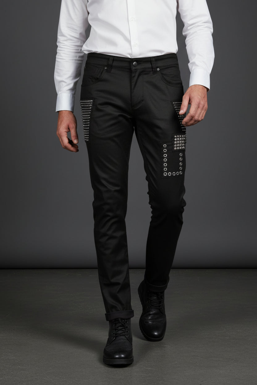 Vercini Luxe Coated Skinny Jeans Navy Blue | Premium Men's Denim