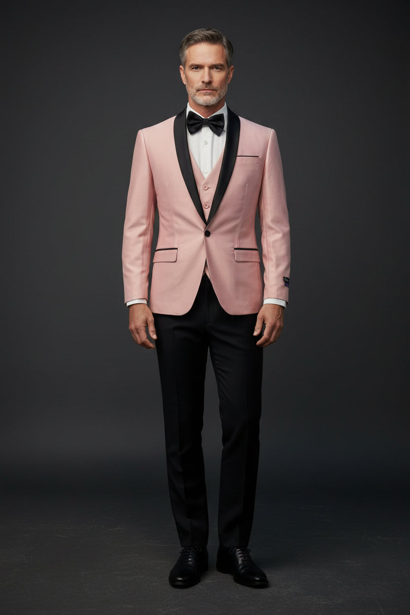 Luxury Classic Tuxedo | Black, White & Light Pink – Vercini