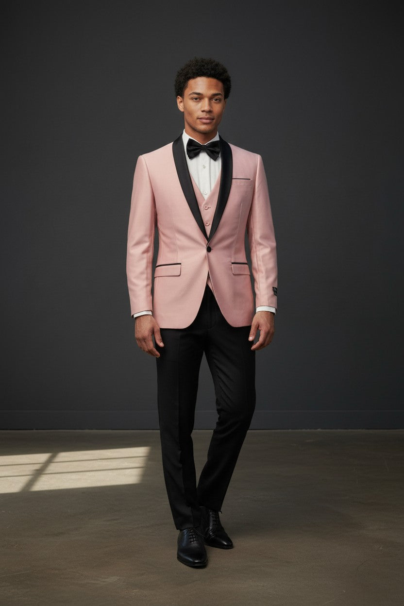 Luxury Classic Tuxedo | Black, White & Light Pink – Vercini