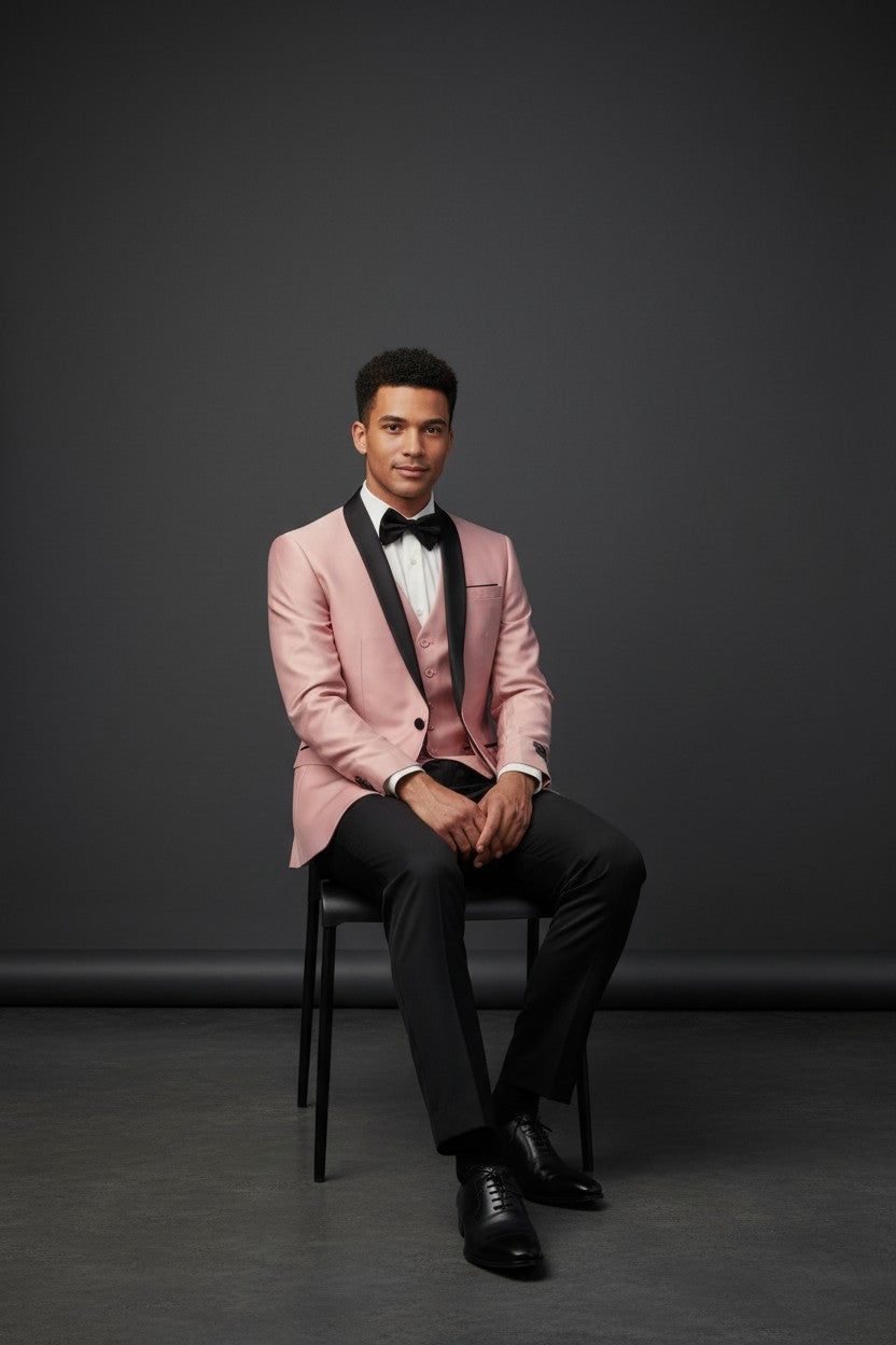 Luxury Classic Tuxedo | Black, White & Light Pink – Vercini