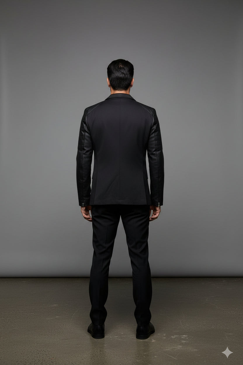 Black Front Zipper Blazer