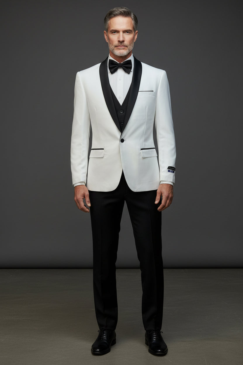 Luxury Classic Tuxedo | Black, White & Light Pink – Vercini