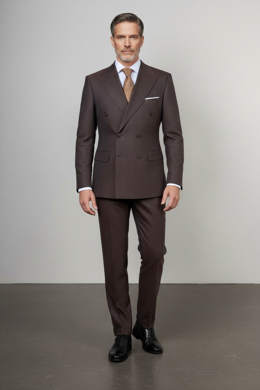 Vercini Milano Espresso Double-Breasted Suit