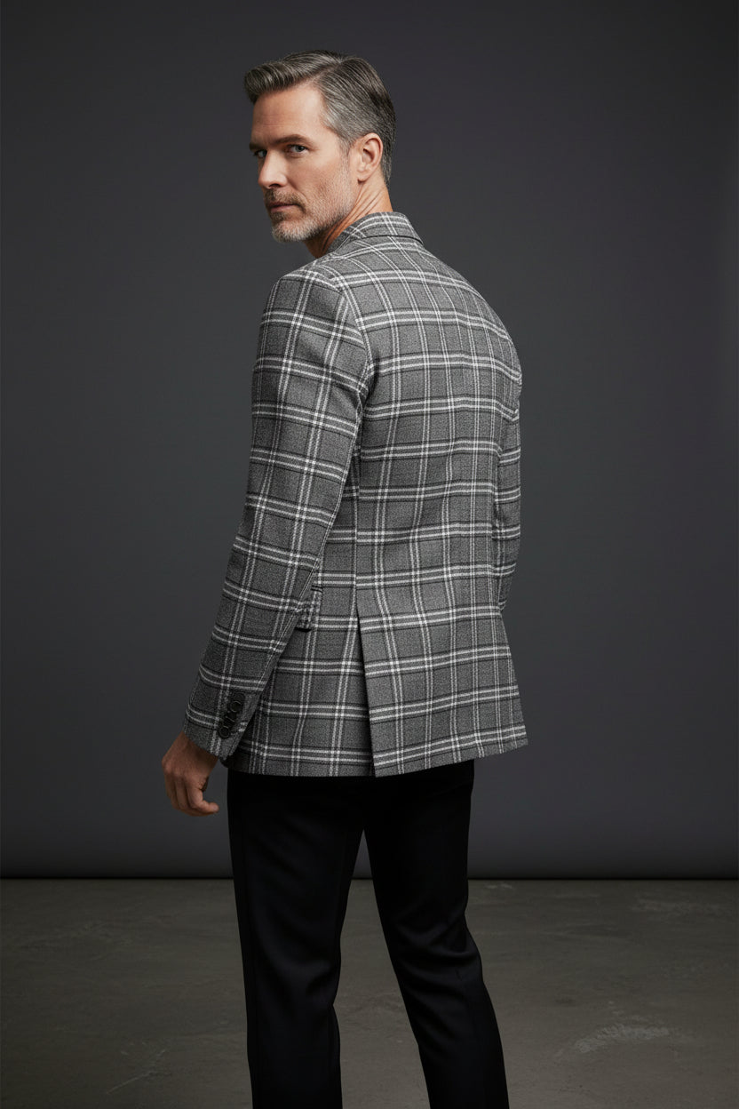 Gray Plaid Blazer - Premium Tailored Sport Coat