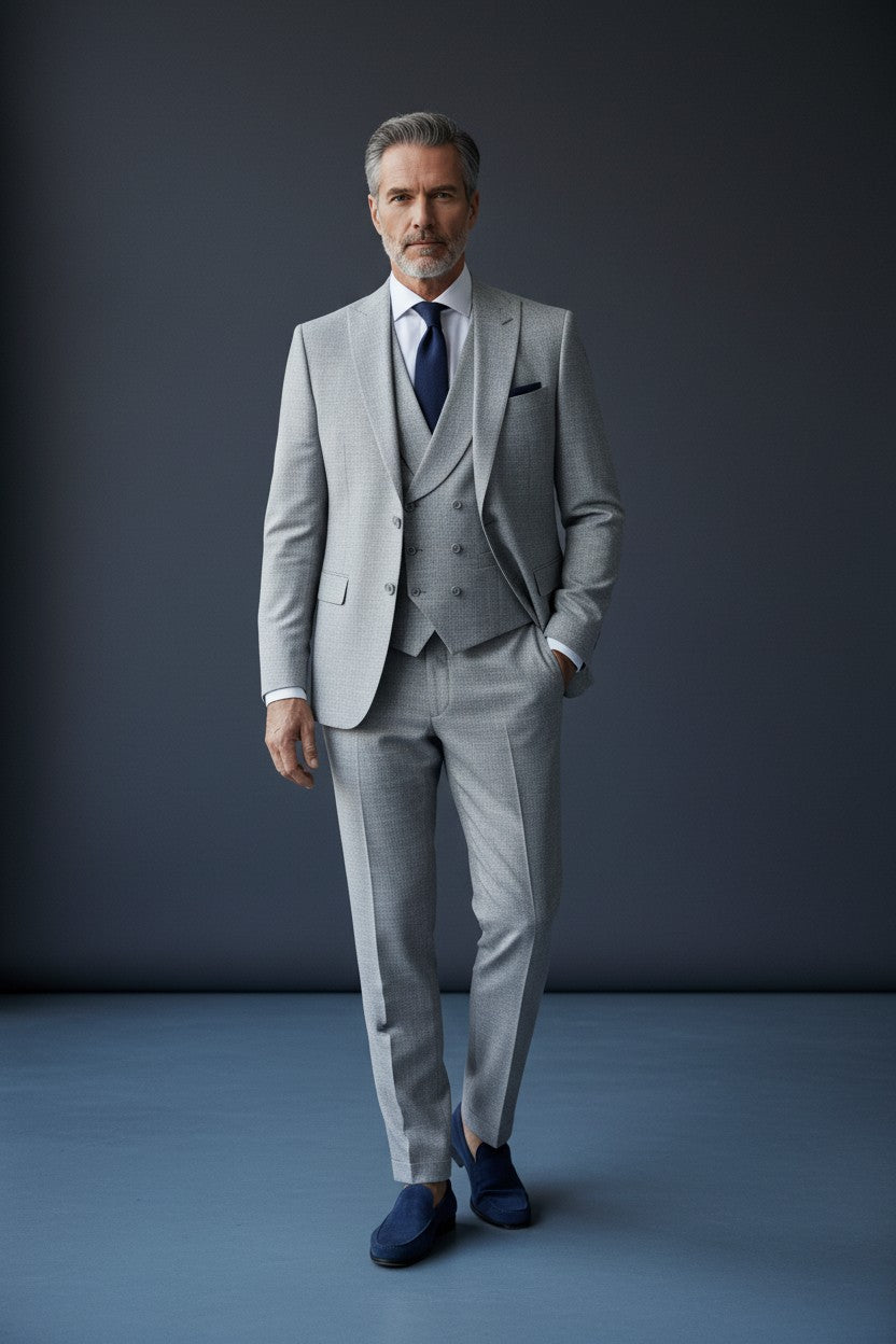 Vercini Daniel Rosso Slim Fit Linen-Blend Suit - Light Gray 3-Piece