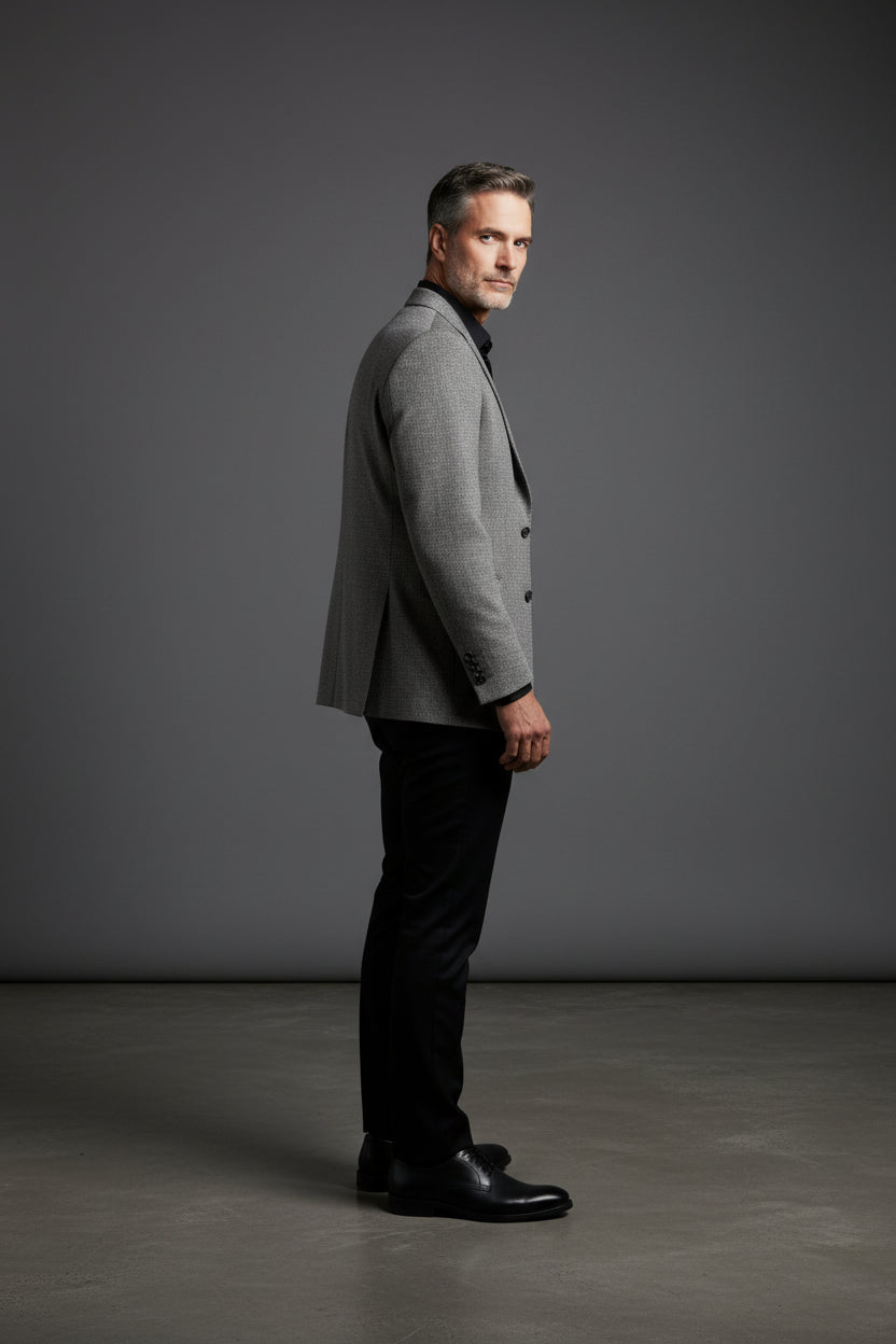 Premium Gray Houndstooth Blazer - Luxury Tailored Sport Coat