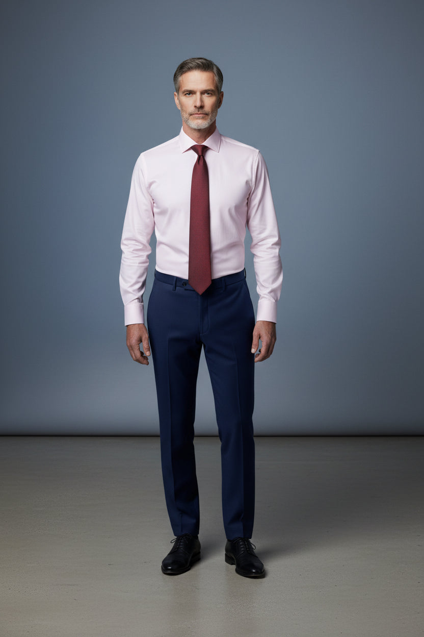 V Slim Fit Dress Shirt with French Cuff Option and Standard Buttons