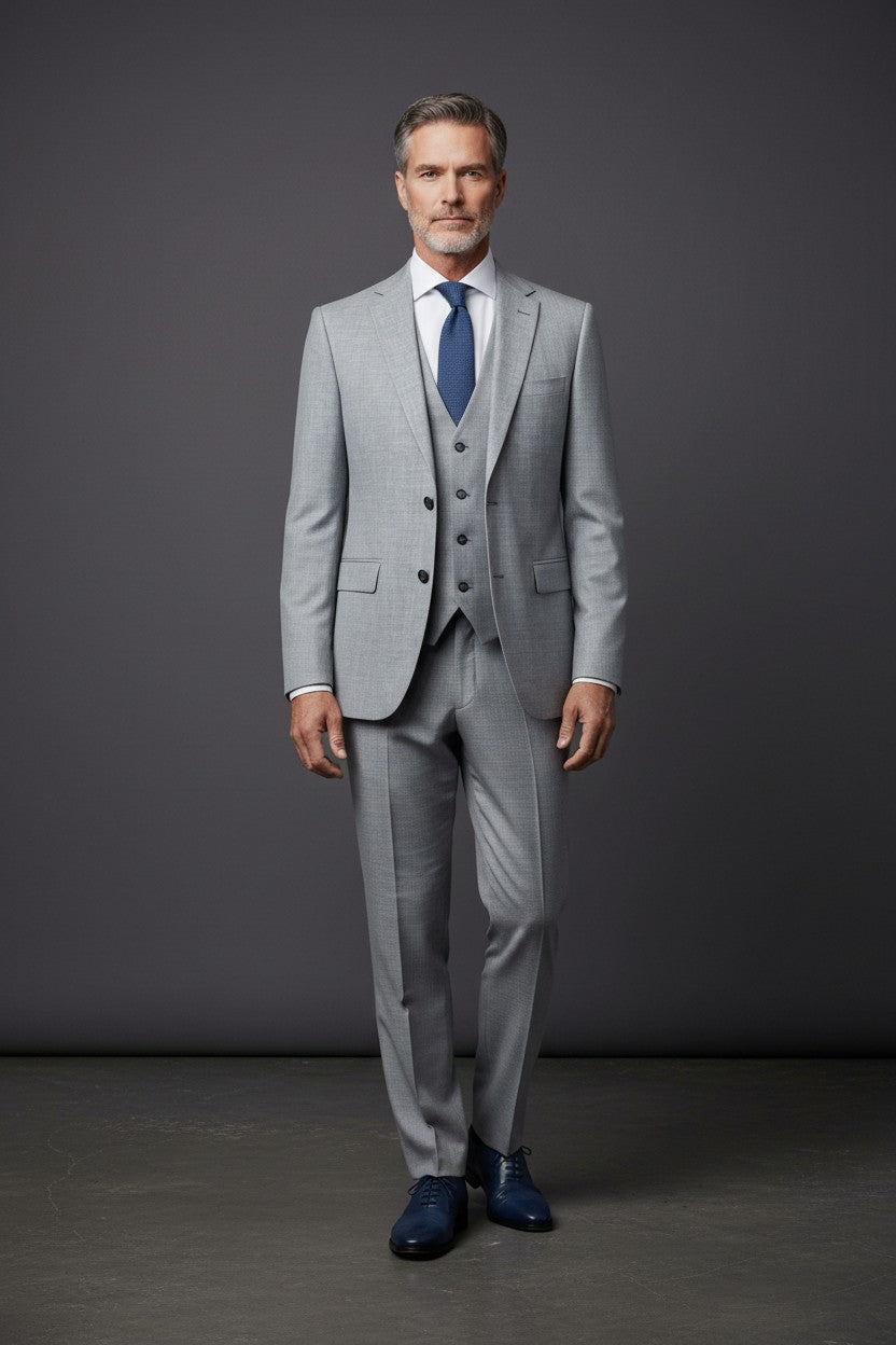 Vercini Men's Luxurious Gray Suit with Paisley Detail