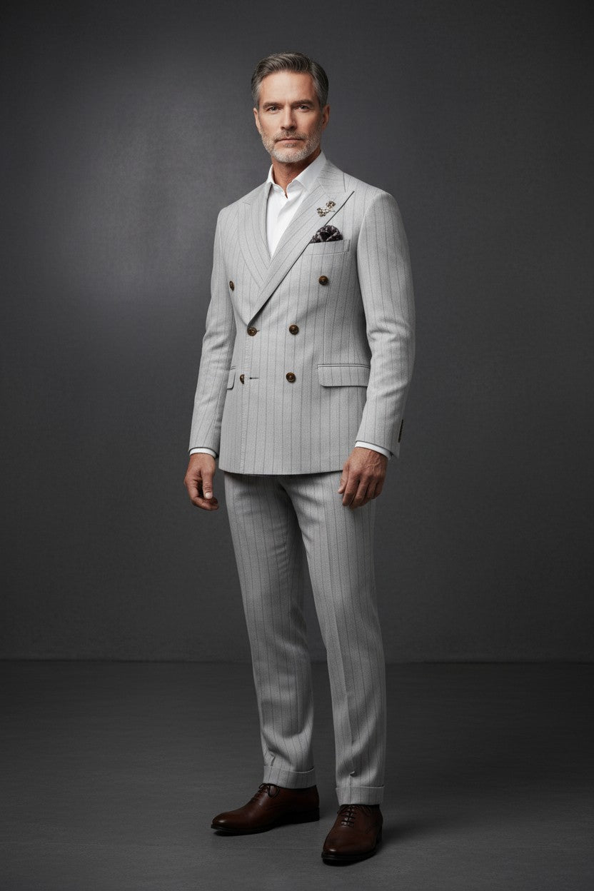 Double-Breasted Pinstripe Suit – Slim Fit