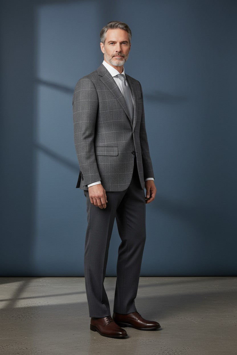 Classic Charm: Salt & Pepper 3-Piece Suit