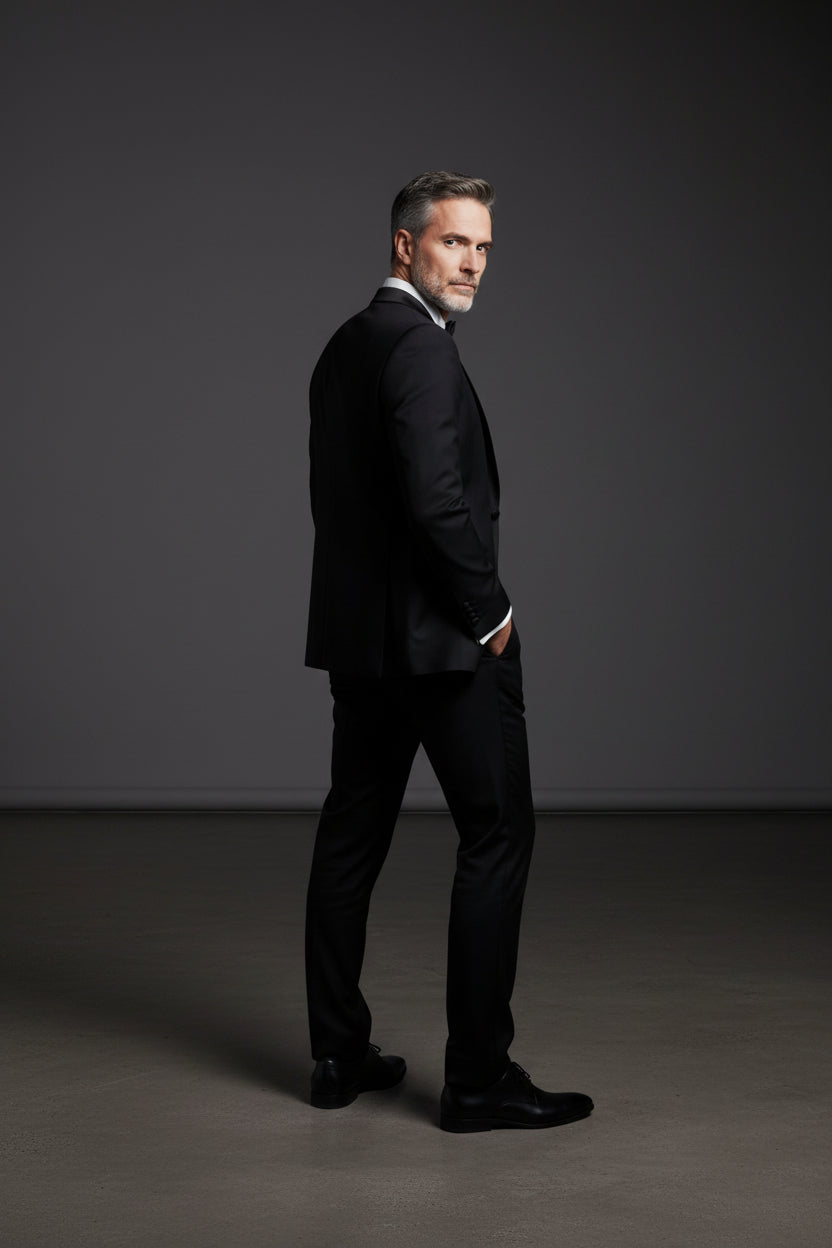 Vercini Regal Peak Lapel Tuxedo – 3-Piece Black Formal Set