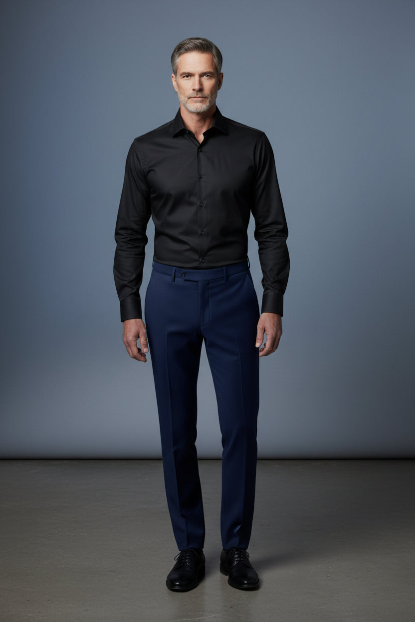 V Slim Fit Dress Shirt with French Cuff Option and Standard Buttons