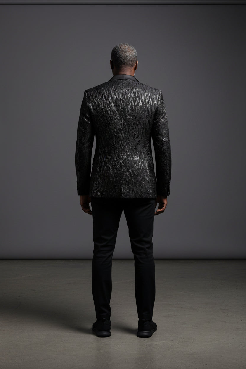 Onyx Elegance Textured Evening Jacket