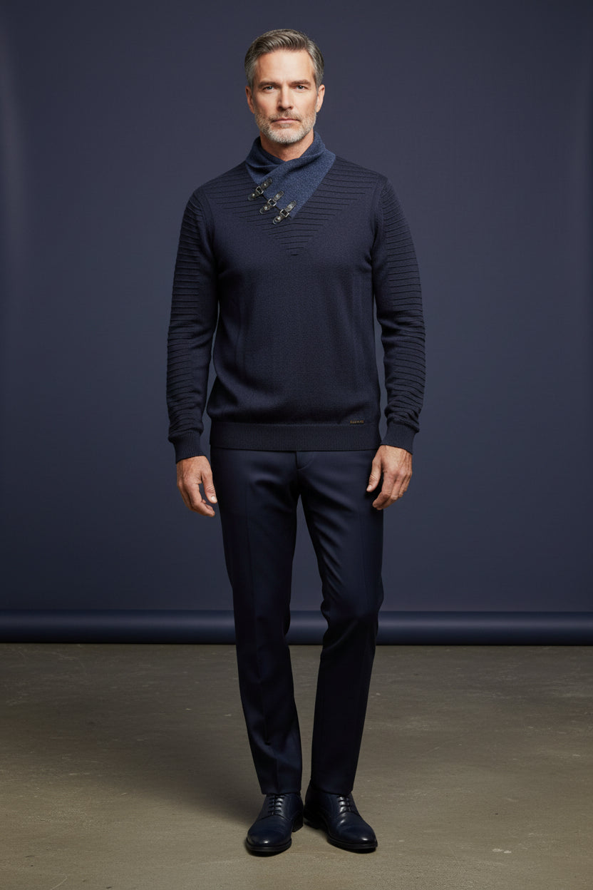 Horizon Striped Toggle Neck Sweater