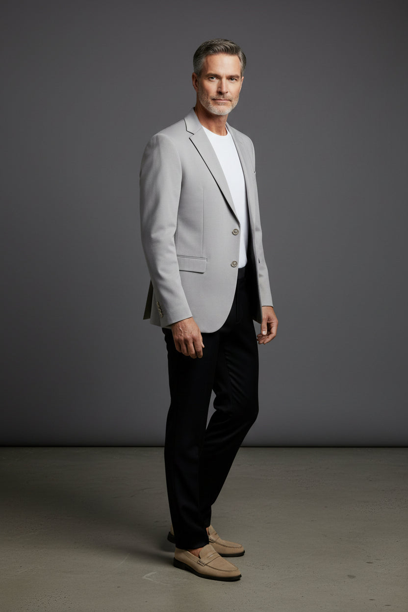 Men's Classic Beige/Grey Blazer by Vercini