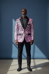 BLACK LAPEL PINK SEQUIN JACKET