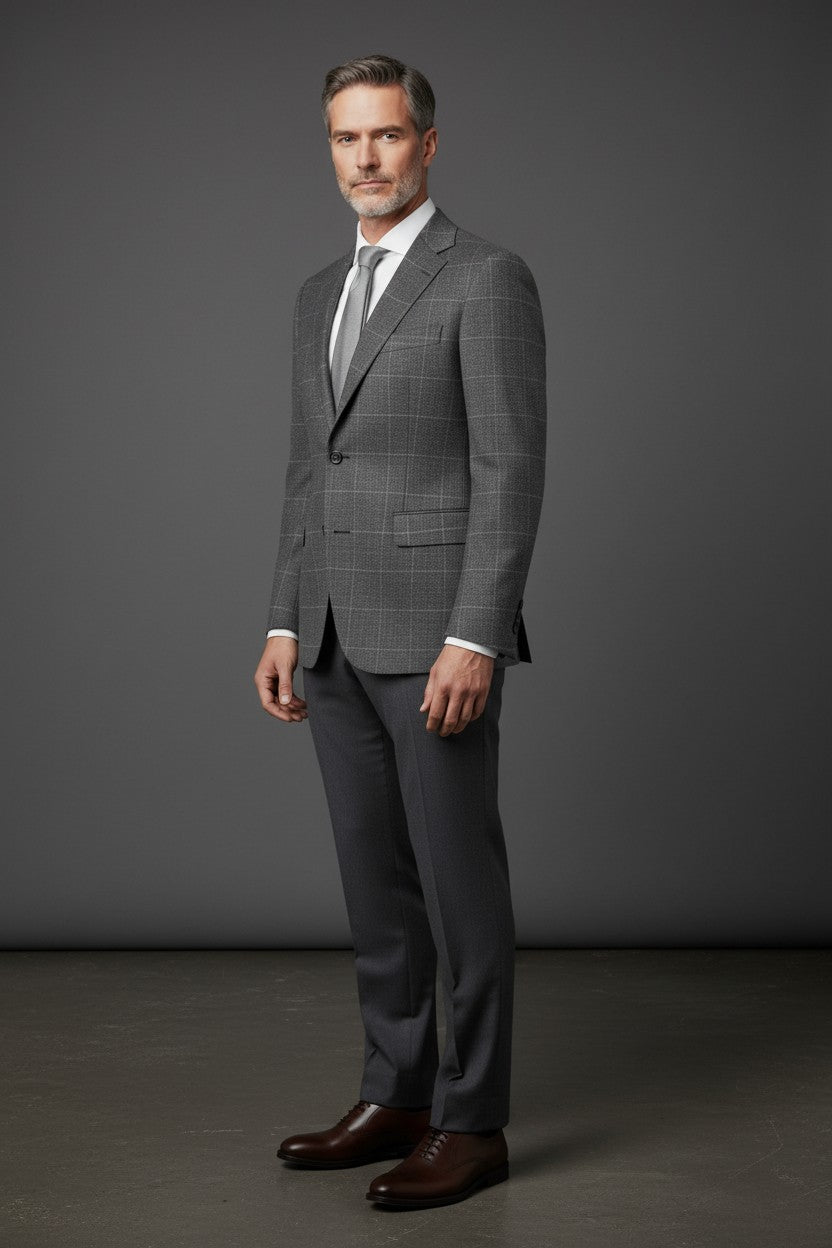 Classic Charm: Salt & Pepper 3-Piece Suit