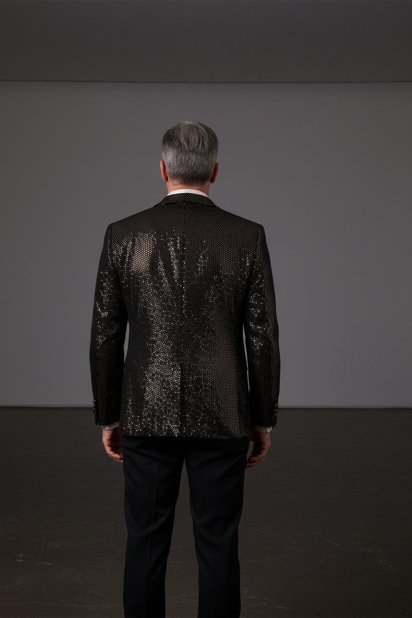 Brown Metallic Polkadot Velvet Blazer