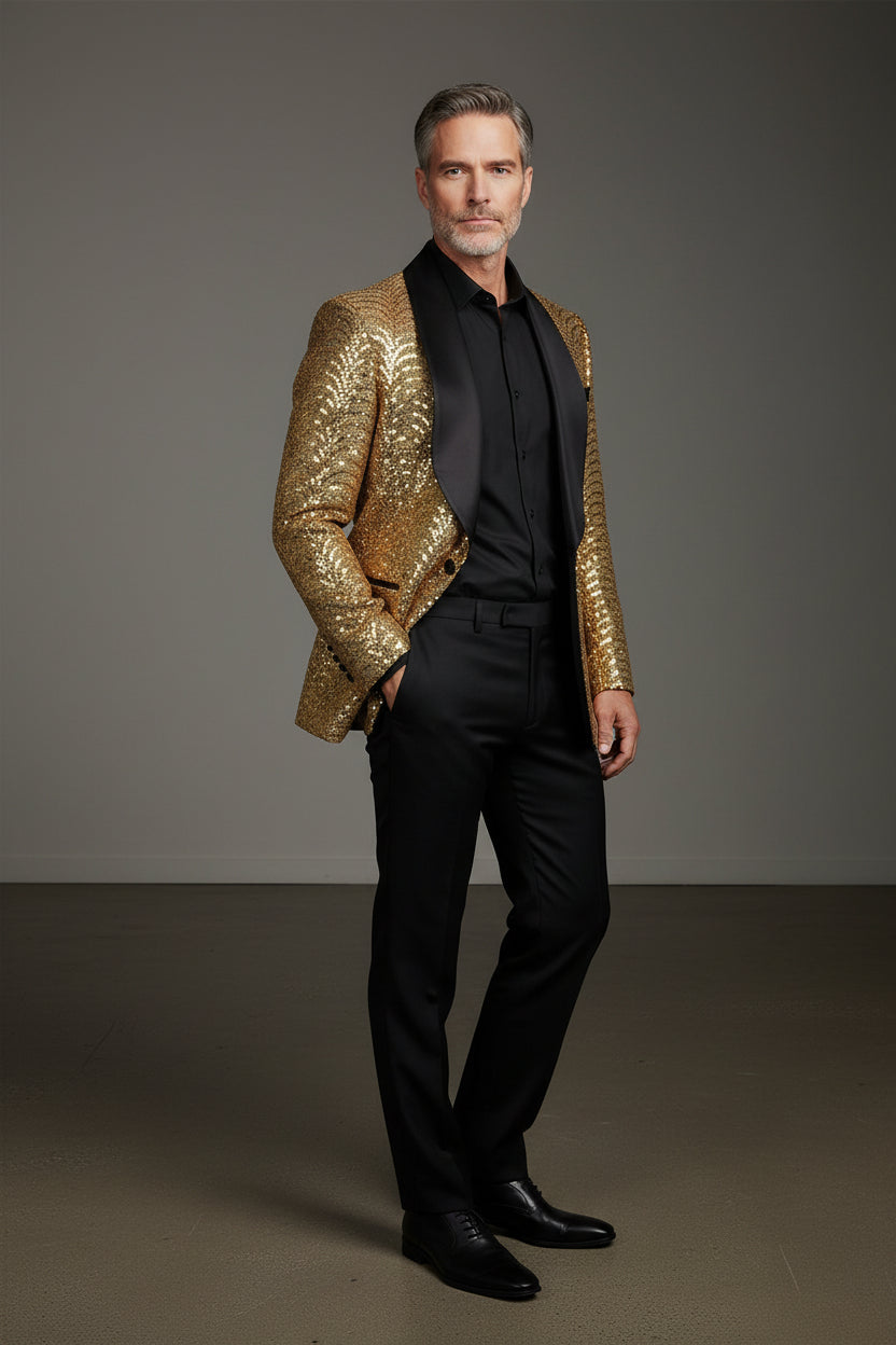 Golden Elegance Sequin Blazer