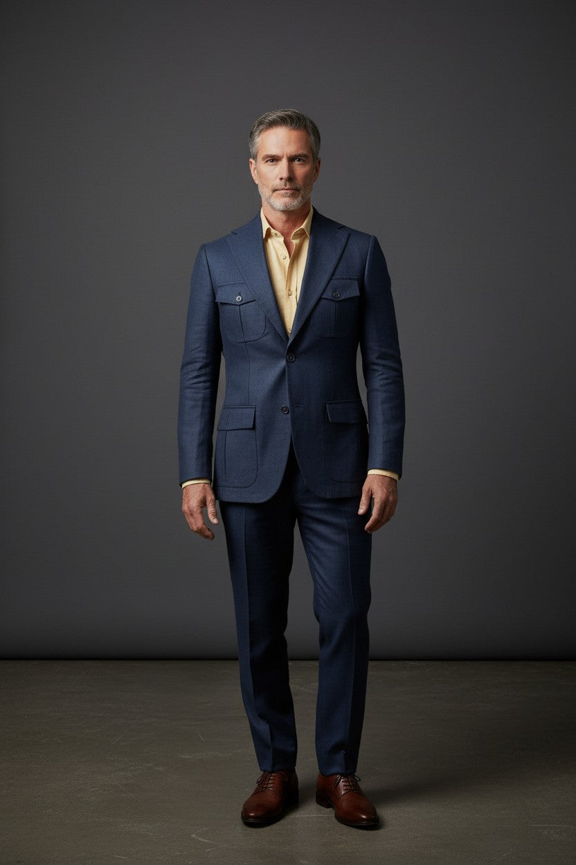 Premium Linen Suit – Green, Navy & White | Vercini