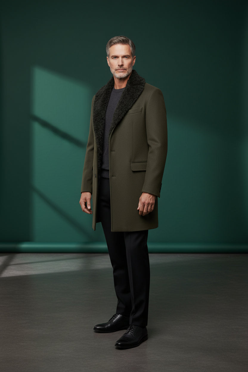 Luxury Fur-Collar Vercini Overcoat