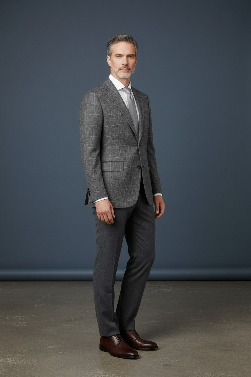 Classic Charm: Salt & Pepper 3-Piece Suit