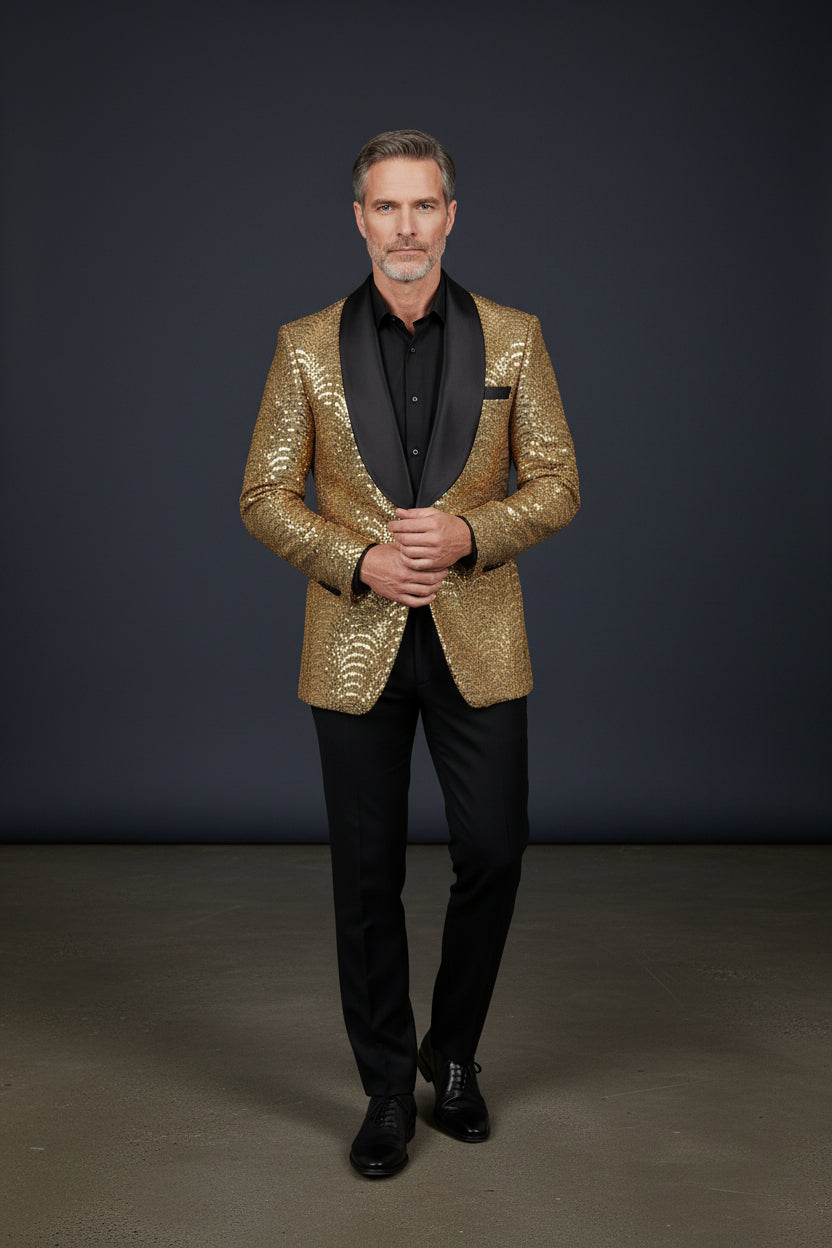 Golden Elegance Sequin Blazer
