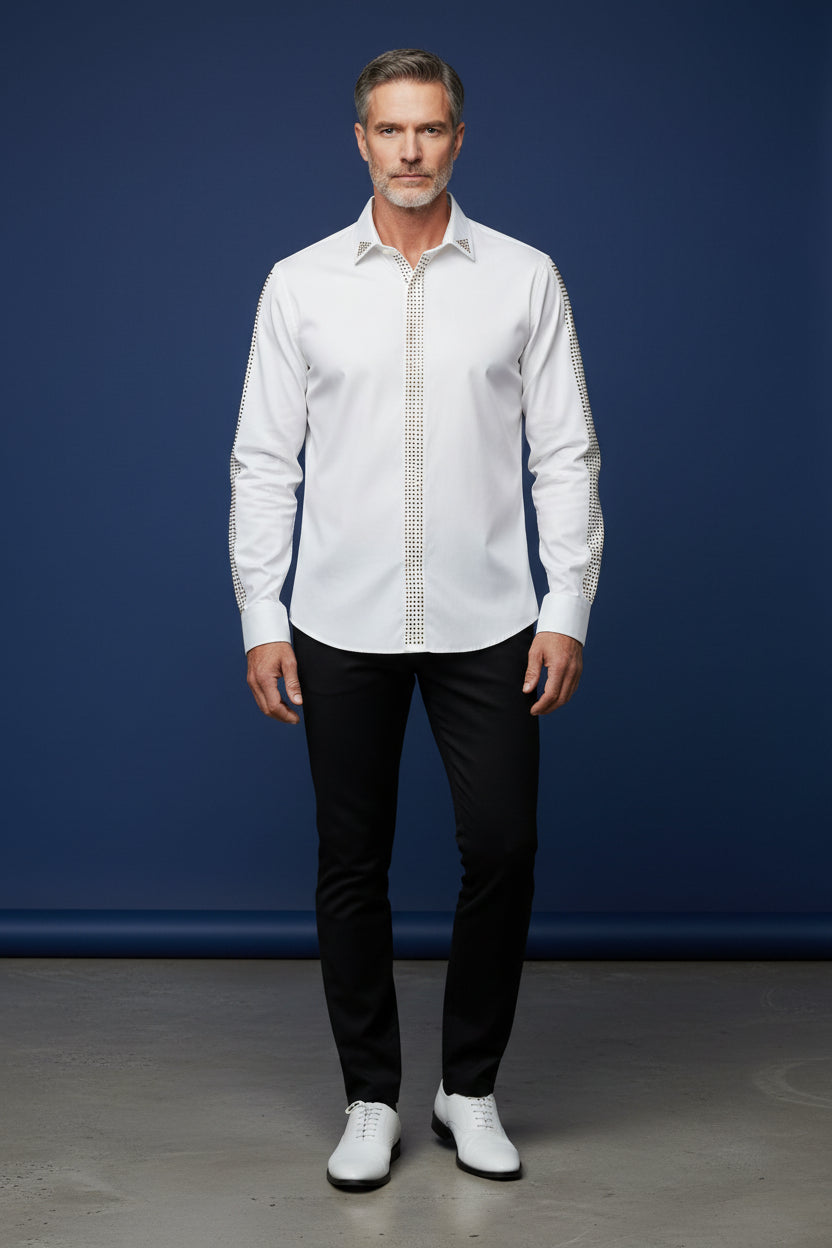 Golden Aura Elegance Men's Dress Shirt